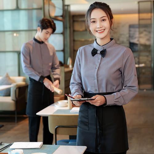 餐饮服务员工作服长袖高档西餐厅蛋糕面包奶茶快餐店时尚秋冬装女